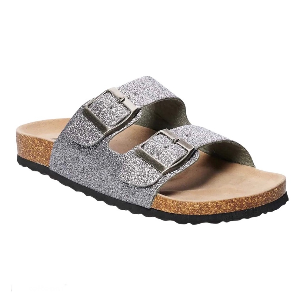 SO Size 11 Solange Pewter Glittery Sandals